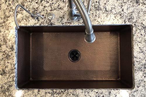 KSDB33199 33 Inch Hammered Copper Kitchen Single Basin Sink (33" x 19" x 9")