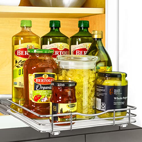 Pull Out Spice Organization for Cabinets (Chrome / 10-1/4" - 1 Tier)