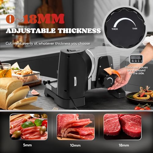 Meat Slicer Electric 200W with 7.5’’ Blades (Silver)