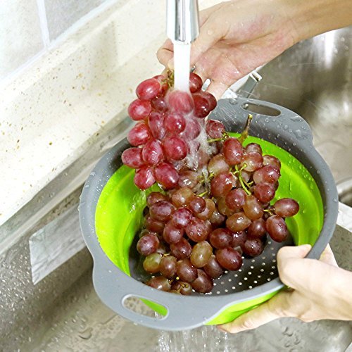 Collapsible Colander Set of 3 Round Silicone Kitchen Strainer Set (Multicolor)