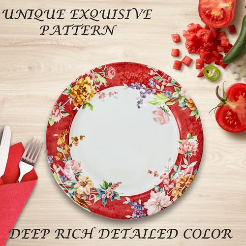 24 Piece Porcelain Dinnerware Set for 6 (24 / Crimson)