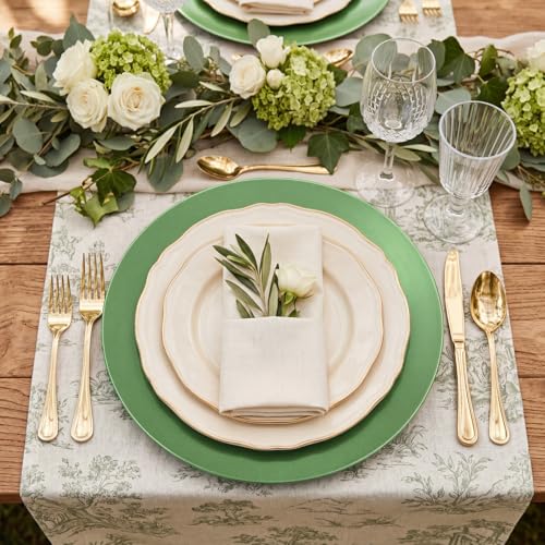 12 Pcs 13 Inch Charger Plates Bulk (Plain Style / Green)