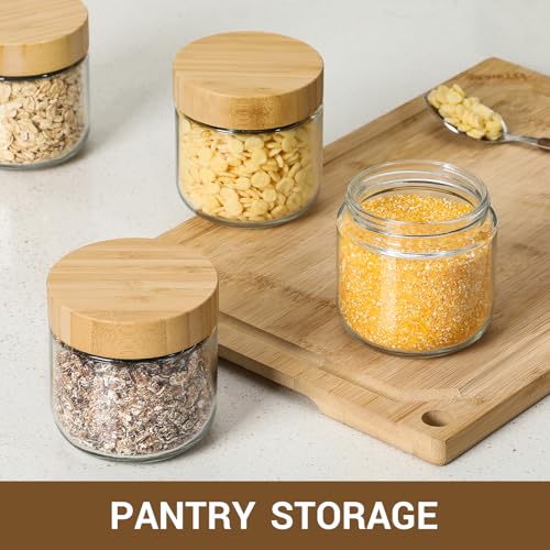 4 pack 10oz Glass jars with Airtight Lids (Natural-4-10oz)