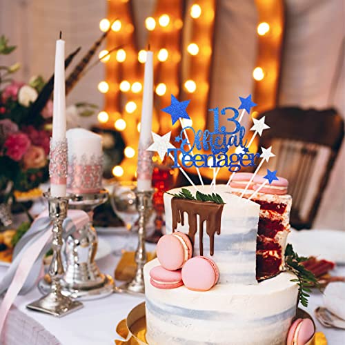 Royal Blue 13th Birthday Cake Topper with Glittery Stars (7 Count)