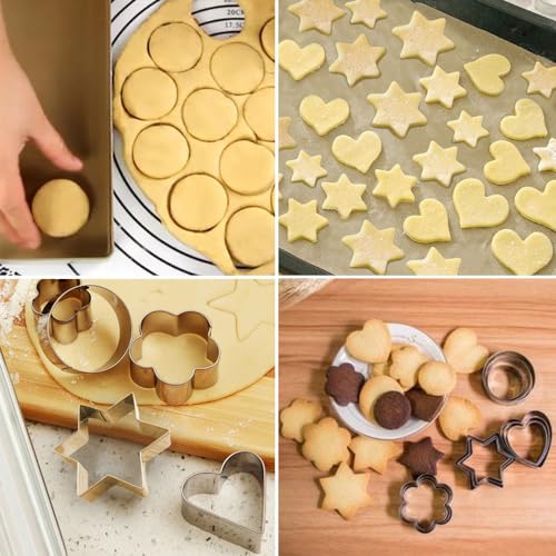 Metal Cookie Cutters Set (20 Round Heart Flower Star Cookie Cutters)