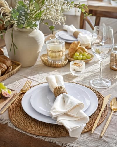 200 Pieces White Plastic Plates Disposable (White / 200 PCS)