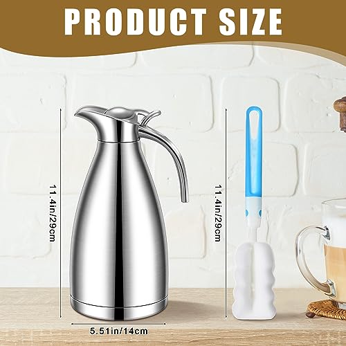 2 Pcs 68oz Thermal Coffee Carafe for Keeping Hot (Silver)