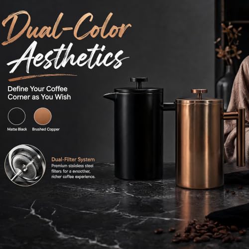 34oz French Press Coffee Maker (Coppery)
