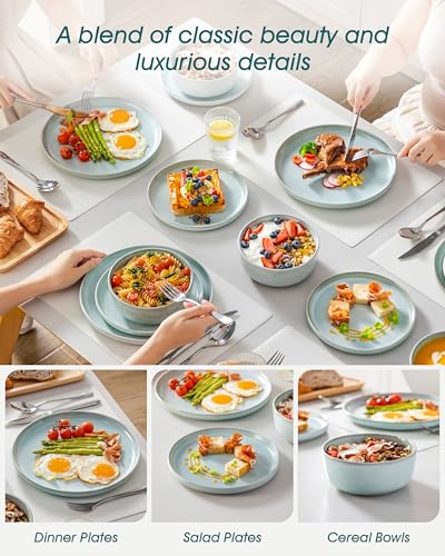 ANYA 24 Pieces Plates and Bowls Set (Mint Green / 24 Pcs (Service for 8))