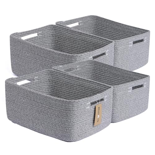 Large Storage Baskets for Organizing (4pcs-L17×W13×H7.5" / Mixed Grey)