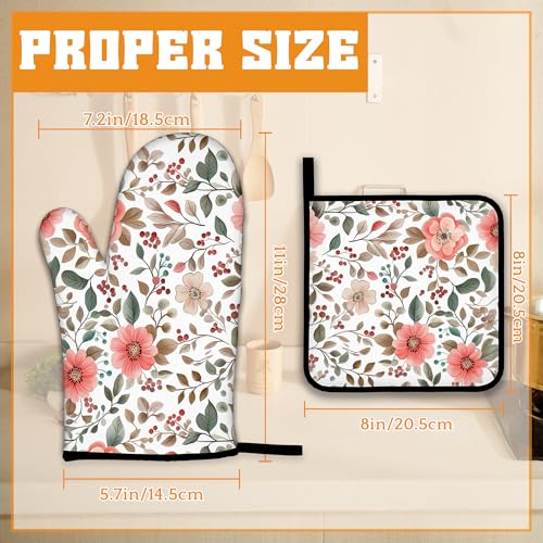 Pink Poppy Floral Oven Mitts and Pot Holders Set (4 Count)