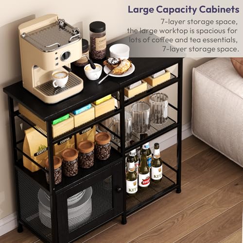 Coffee Bar Cabinet Station (Black)