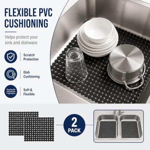 2 Pack Kitchen Sink Mats (Black)