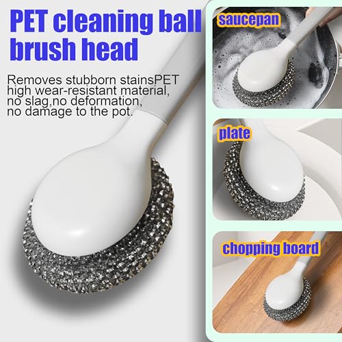 Dish Brush Set of 4 with Holder.Interchangeable Heads Kitchen Scrub Brush (4 Count)