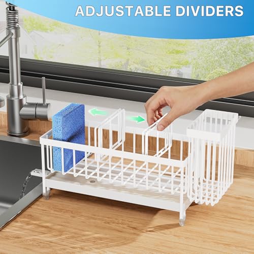 Sponge Holder for Kitchen Sink (White - 9.25″)