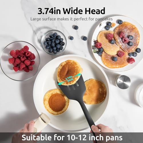 Silicone Turner Slotted Spatula (Black / 13.6")