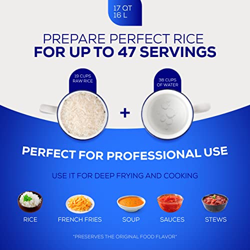 17 QT / 16 Liter) Caldero Pot with Lid, Large Cast Aluminum Rice & Cooking Pot, 47 Cup Capacity for Catering, Restaurants, Soups, Stews, Frying & Large-Batch Cooking