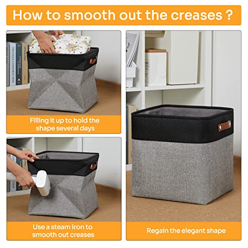 Storage Bins for Organizing (Black&Grey / L-13"x 13"x 13")