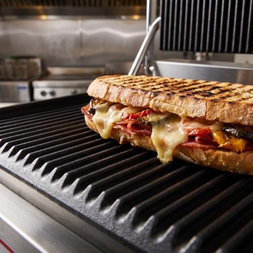 Commercial Panini Grill Flat Press Sandwich Maker Industrial Panini Machine Single Grill Big (Standard Grooved Top And Bottom)