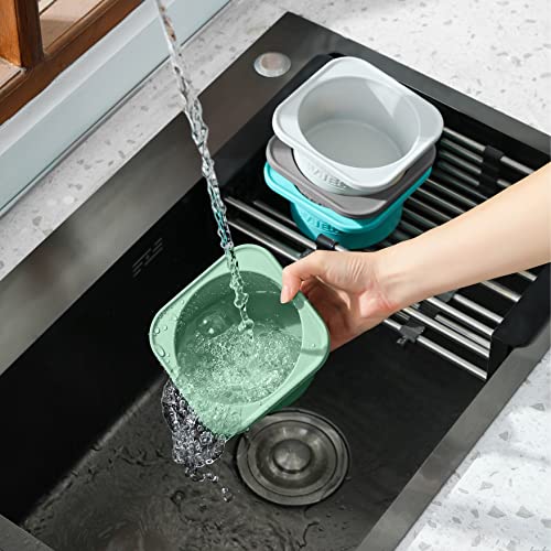 Stackable Silicone Artisan Pizza Dough Proofing Proving Containers with Air (2green+2Space Grey)