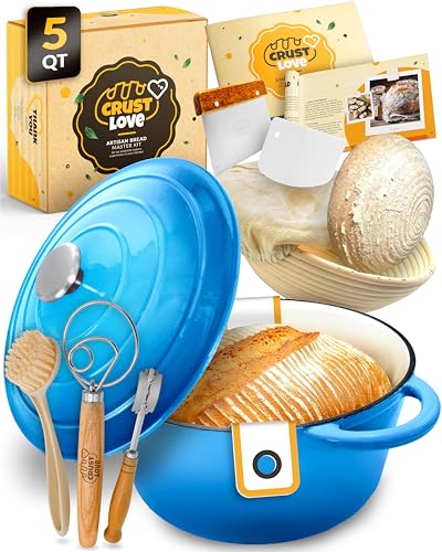 5 QT Enameled Dutch Oven for Bread Baking with Lid & Baking Set