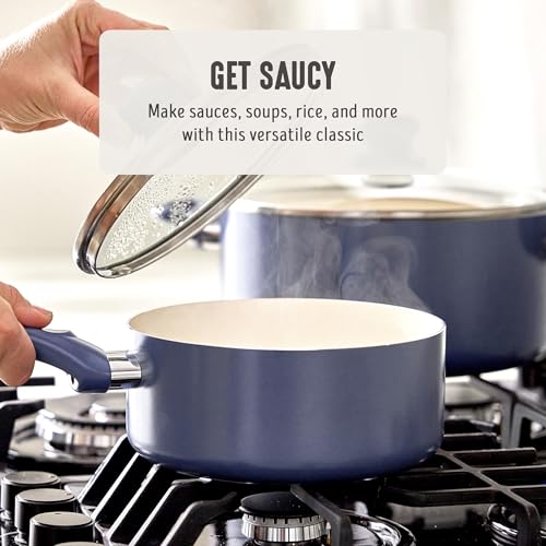 2QT Ceramic Nonstick Saucepan with Lid (2 Quarts / Slate Blue)