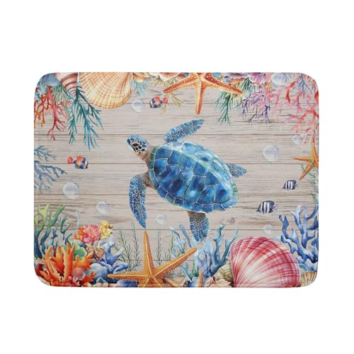 Sea Turtle Dish Drying Mat 18x24 inch Tropical Ocean Fast Dry Absorbent Microfiber Dishes Drainer Rack Pad for Countertop Bar Table Decor (Marine Turtle / 18" x 24")