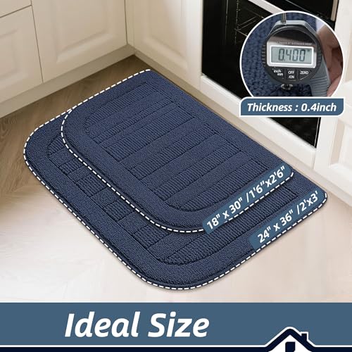 24x36 Inch Kitchen Rugs Non Slip Washable Sink Rug (2' x 3' (Semicircular) / Navy Blue)
