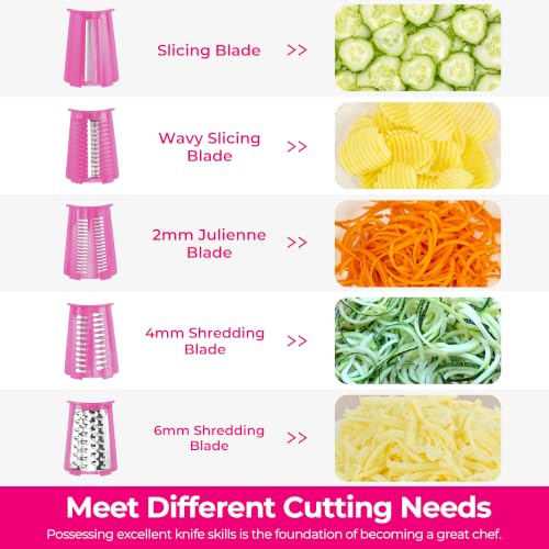 Rotary Cheese Grater 5 Blades (Pink)