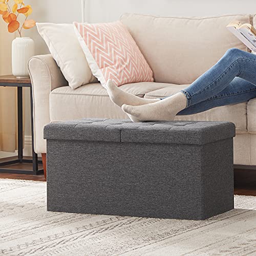 30 Inches Storage Ottoman (Dark Gray / 15"D x 30"W x 15"H (with Flipping Lid))