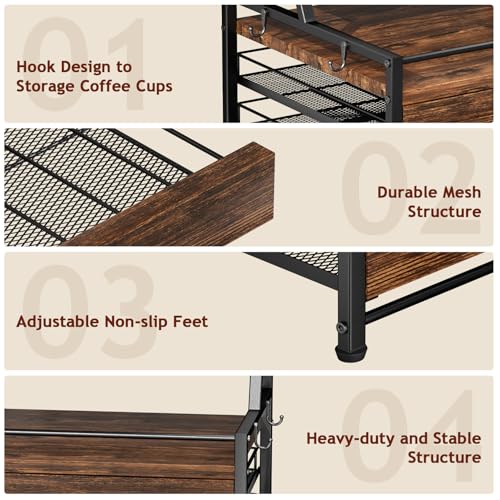 Coffee Syrup Rack Organizer (Rustic Brown)