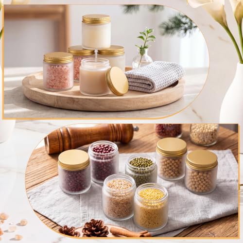 24 Pcs 4oz Glass Jars (Frosted,Gold / 4 oz)