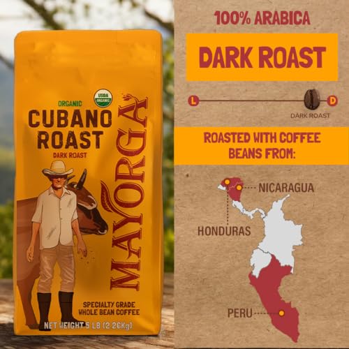 Dark Roast Coffee 5lb bag Cubano Roast 100% Arabica Café Whole Coffee Beans (80 Ounce (Pack of 1))