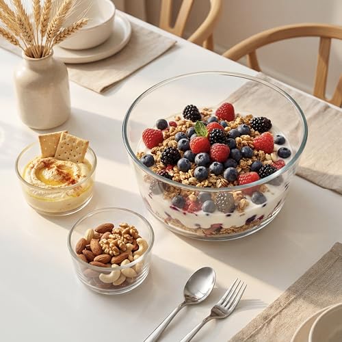 Glass Food Container Set with Glass Lid (White Sand - 3RD)