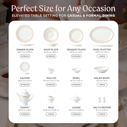 Sandra Bone China Dinnerware Set (57 Piece Set)