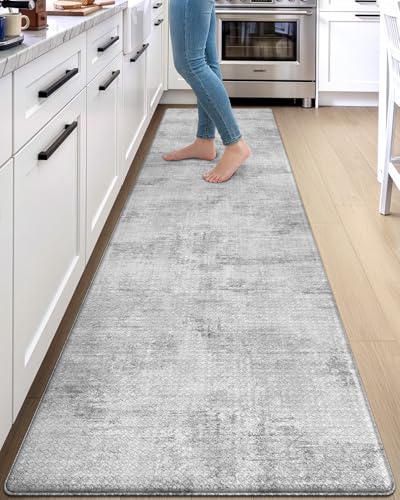 Kitchen Floor Mats Cushioned Anti Fatigue Runner (Light Grey / 107"L x 23"W x 0.4"Th)