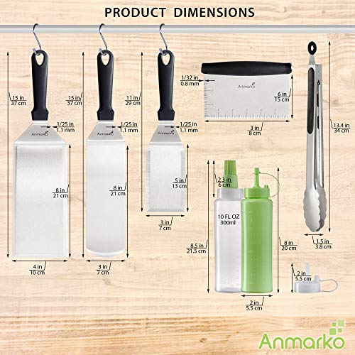 Metal Spatula and Scraper Set (Plastic Handle Set + Tongs and Bottles)
