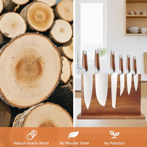 Modern Acacia Magnetic Knife Block Holder 14 x 10 Inches (XL)