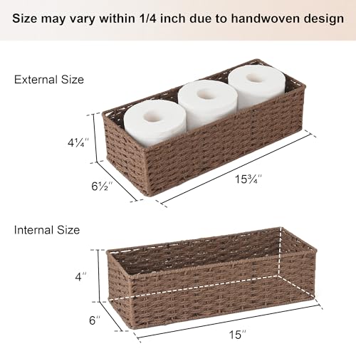 Toilet Tank Basket (Brown / 15 ¾"L x 6 ½"W x 4 ¼"H)