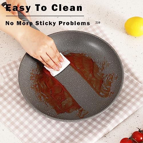 Gray Non Stick Pot and Pan Set with Removable Handle (CK004gr - Gray)