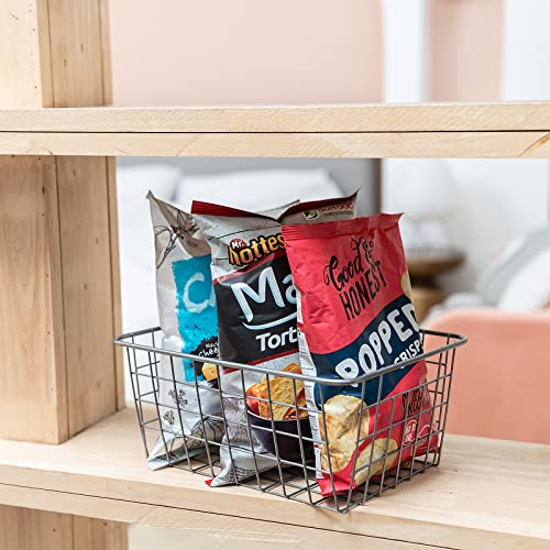 Wire Kitchen Storage Basket 4 Packs (Silver)