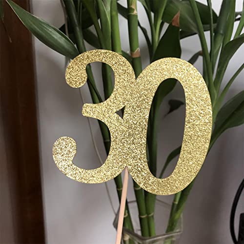 10Pcs Gold 30th Birthday & Anniversary Centerpiece Sticks (Gold)