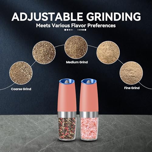 Battery Operated Gravity Salt And Pepper Grinder Set (Pink)
