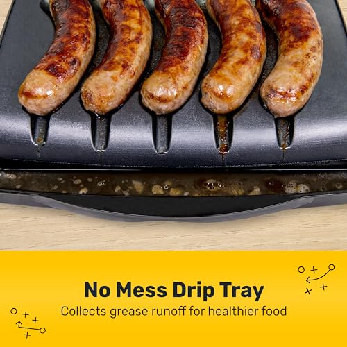 Game Day Sausage and Brat 5 Link Electric Grill with Oil Drip Tray (Red)