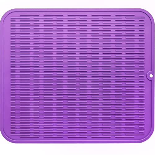 Silicone Dish Drying Mat for Multiple Usage (Purple / 18"L x 16"W)