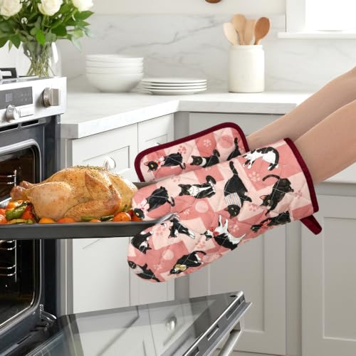 Black Cat Oven Mitts and Pot Holders Set (Black Cat / Oven Mitt x2 & Pot Holder x2)