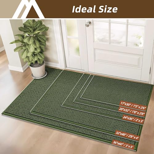 Dirt Trapper Door Mat 17"x30" Non Slip Washable Green (Green / 17" x 30")