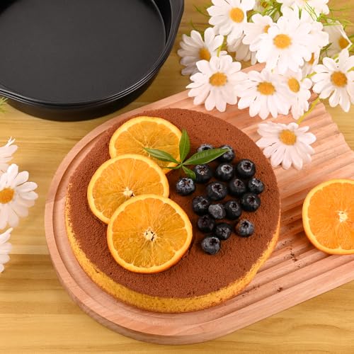 3 Pcs 8 Inch Round Cake Pans with 100 Pieces Parchment Paper (8 Inch with Handles)