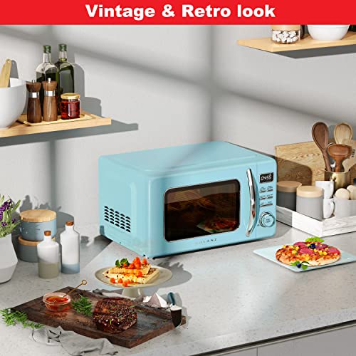 GLCMKZ09BER09 Retro Countertop Microwave Oven with Auto Cook & Reheat (Blue / .9 cu ft / Modern)