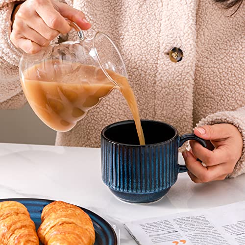 Coffee Mug Set of 4 with Holder (Mix-Color1 / 15 Ounces)